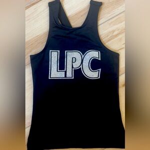 Black Tank Top with Silver Glitter Letters